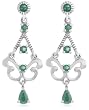 Platinum Overlay Sterling Silver Emerald Chandelier Earrings