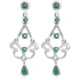 Buy Platinum Overlay Sterling Silver Emerald Chandelier Earrings by Amazon.com Collection