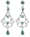 Platinum Overlay Sterling Silver Emerald Chandelier Earrings