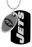 Stainless Steel NFL Football Black New York Jets Dog Tag Necklace 26