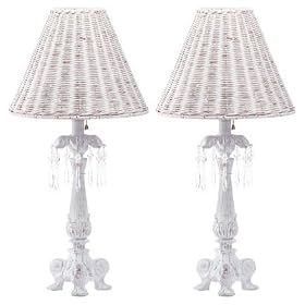1 Pair 2 Shabby Crystal Table Lamp Shade Lighting Light, Chic