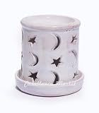 Moroccan Star Moon Candle Holder White