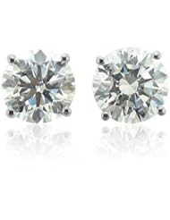 14k White or Yellow Gold Diamond Stud Earrings (HI, I2-I3, 0.50 carat)