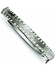 Genuine .925 Sterling Silver 8mm Brushed & D/C Hollow Hinged Black Rhodium Bangle 9 Grams . 100% Satisfaction Guaranteed.