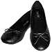 Daisy Jane Black Ballet Flat Quilt Pattern Shoes with Bow Accent