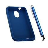 GTMax Blue Skin Rubber Soft Silicone Case & Stylus with Flat Tip for Samsun ....