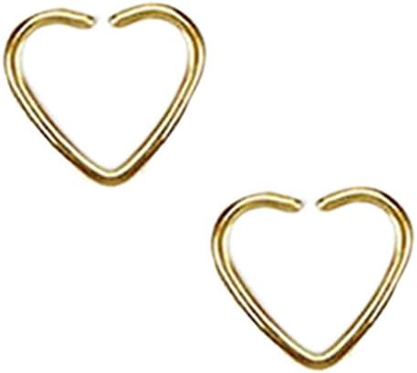 Lots of 2pcs Heart 316l Seamless Daith Cartilage Earring Hoop 20g 1/2'' (Gold)