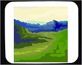 Decorated Mouse Pad with green, impressionistic, blue