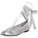 Hollywould Women's Hepburn Ballet Flat,Silver,39 EU (US Women's 9 M)