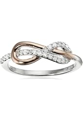 Hallmark Jewelry Mom and Family Sterling Silver and Rose Gold-Plating Diamond Infinity Ring (1/10 cttw, H-I Color, I2-I3 Clarity)