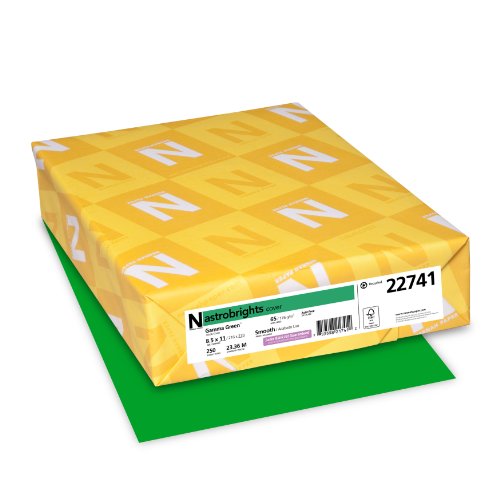 Neenah Astrobrights Premium Color Card Stock, 65 lb, 8.5 x 11 Inches, 250 Sheets, Gamma Green