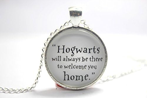 Pretty Lee 2015 Fashion Harry Potter "Hogwarts Will Always Be There To Welcome You Home" Glass Cabochon Necklace Christmas gift