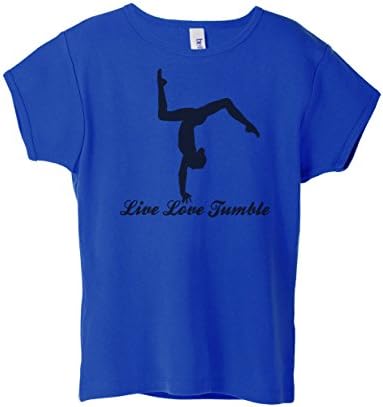 Activewear Apparel Gymnastics Girls "Live Love Tumble" T-Shirt (Large, Royal)