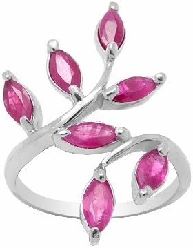 100% Genuine Ruby 18K White Gold Plated 925 Sterling Silver Ring Fine Jewelry-9.5