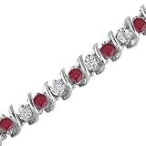 1 CT Ruby & Diamond Bracelet 14K White Gold