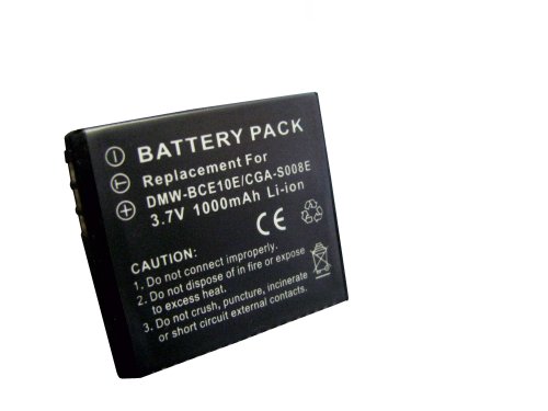 ABC Products replacement rechargeable battery CGA-S008, CGA-S008E, DMW-BCE10, (DMWBCE10), VW-VBJ10 (VWVBJ10) for Panasonic Lumix SDR-S7, SDR-S9, SDR-S10, SDR-S15, SDR-SW20, SDR-S26, SDR-SW28, DMC-FS20, DMC-FS3, DMC-FS5, DMC-FX30, DMC-FX33, DMC-FX35, DMC-FX36, DMC-FX37, DMC-FX38, DMC-FX55, DMC-FX500, DMC-FX520 Camera Camcorder