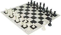 Value Club Pieces & Vinyl Rollup Chess Board - Black