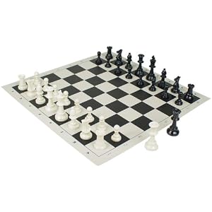 Value Club Pieces and Vinyl Rollup Chess Board - Black by 