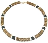PUKA SHELL Necklace Brown Coco 2 White Puka 2 Black Coco Beads Mens Surfer Beach Choker Pooka Puca