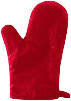 The Best Kitchen Heat Resistant Cotton Glove Set,Flame Retardant Quilted Oven Mitts Commercial Grade,Use As Pot Holders, Baking, Fireplace & Cooking Gloves,Red