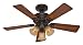 Hunter 20438 Beacon Hill 42-Inch 3-Light 5-Blade Ceiling Fan, New Bronze with 5 Walnut/Cherry Blades and Amber Glass Globes
