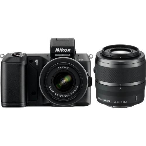 Nikon 1 V2 14.2 MP HD Digital Camera with 10-30mm & 30-110 VR 1 NIKKOR Lens (Black)