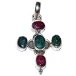 Ruby Pendant with Chain Sterling Silver Jewelry 2 inches