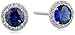 Sterling Silver Round Gemstone and Created White Sapphire Halo Stud Earrings