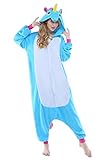 NEWCOSPLAY Unicorn Set Unisex Adult Onesies Pajamas Halloween Costumes (L, unicorn blue)