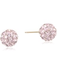14k Yellow Gold Rose Swarovski Elements Crystal Button Earrings