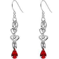 Falling For Your Heart Red Drop Dangle Earrings