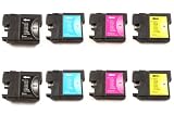 Brother LC980 Multipack - C/Y/M/BK - x2 Sets of 4 Brother Compatible Ink Cartridges for Brother DCP 165c, DCP 145c, DCP 385c, DCP 585cw, DCP 6690cw, DCP 185c, MFC 5490cn, MFC 5890cn, MFC 6490cw, MFC 290c, MFC 490cw, Printer Inks (Contains: 2x LC980BK, 2x LC980C, 2x LC980Y, 2x LC980M) Double Capacity