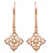 10k Rose Gold Diamond Lever Back Floral Design title=