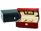 British Jewelry Box in Black Genuine Leather - FREE JEWELRY CARE KIT WITH PURCHASE!