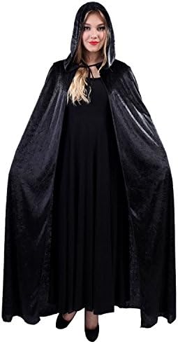 DG Collection Halloween Costume 66.9" Full Length Hooded Cape (Black)