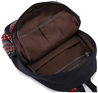 Nietoto Unisex Vintage Aztec Tribal Preppy Leisure Travel School Daypack Backpack Canvas Rucksack Knapsack (Black)
