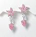 12.4cttw Pink Flower and White CZ Accent Rhodium Plated Sterling Silver Bridal Earrings