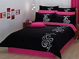 IMAGE OF Black Fuchsia Comforter Sheet Bedding Set king size 11 pcs