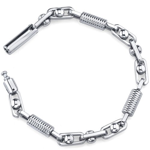Rugged Appeal: Mens Stainless Steel Coil Link Bracelet for