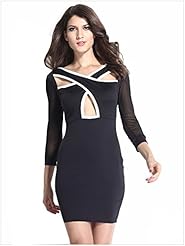Sexy Checkered Print Polyester Cocktail Open-Back Long Sleeves Club Dress/Party Dress/Mini Dress 