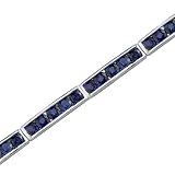 Desired Splendor: Round Shape Blue Sapphire Gemstone Bracelet in Sterling Silver Free Shipping