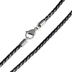 Geflochtene Leder Halskette mit Edelstahl Karabiner Verschluss in Samtbeutel L�nge 50 cm - Dicke: 3