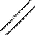 Geflochtene Leder Halskette mit Edelstahl Karabiner Verschluss in Samtbeutel L�nge 50 cm - Dicke: 3