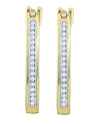 10KT Yellow Gold 0.10 CTW Diamond Micro Pave Hoops