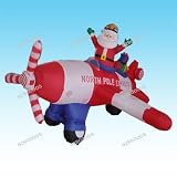 Animated - 8 Foot Wide Christmas Inflatable Santa Claus Driving Airplane 2012 Gift Blow up Yard Decoration