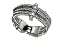 Jewelry : 18K White Gold Matte-Finish Hand-Woven Triple-Strand Mesh Ring, Enhanced with a Pave Set Diamond Bar.