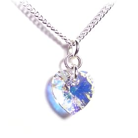 Swarovski AB Crystal heart stone on fine chain with gift box. Beautiful jewellery for very special people.