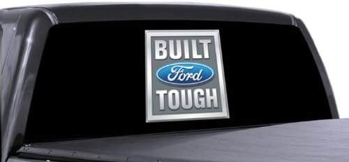 VuScapes - 760-SZB- BUILT FORD TOUGH BLACK  Rear Window Truck Graphic - decal suv view thru vinyl