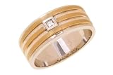 14K Two Tone Gold Mens Diamond Ring