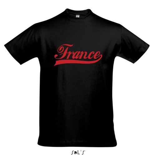 T-Shirt Frankreich Oldschool France LÄNDERSHIRT EM / WM FAN Trikot S-XXL , Deep black – rot , M